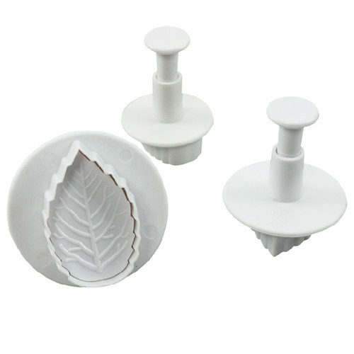 新品A Set of 3pcs Rose Leaf Shape DIY Fondant Cake WPlunger
