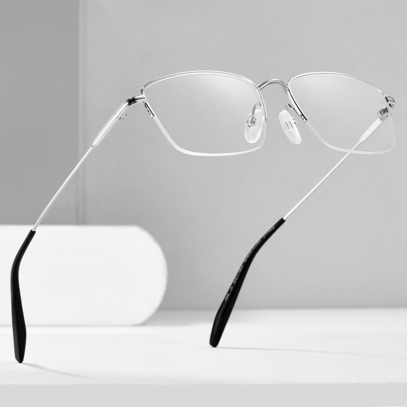 55半框纯钛眼镜架商务休闲通勤超轻眼镜配近视变色防蓝光CH10358