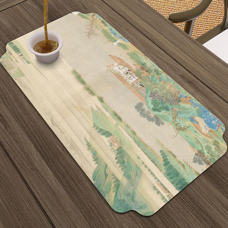 新中式皮革茶席茶台防水垫禅意布艺干泡席茶垫简约茶席隔热桌旗