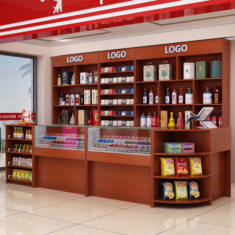 便利店烟柜台烟柜展示柜背柜货架收银台烟酒店实木香烟柜组合酒柜