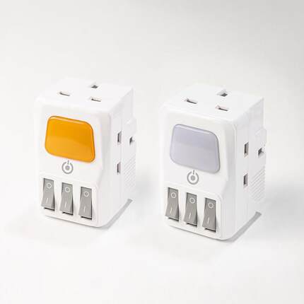 新款英标一转三拓展插座英规香港版插头转换器带触控LED夜灯家用