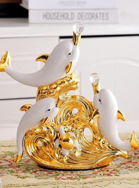 海豚结婚礼物送新人北欧风客厅艺术隔断酒柜创意洋酒居家装饰摆件