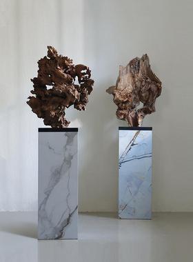 侘寂风枯木雕塑造型新中式桌面摆件玄关茶室风化木根雕落地摆件