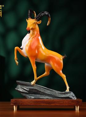 彩铜《领头羊》摆件生肖羊新中式家居客厅办公室桌面摆设乔迁礼品