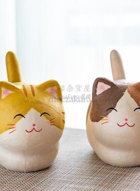 日本制 京都手工和纸龙虎作招财招福太阳能猫 摆件送礼饰品车载