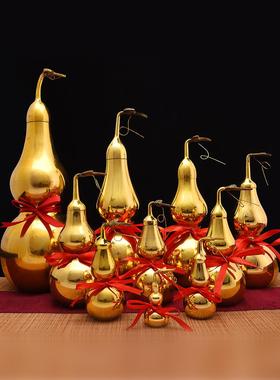 铜葫芦摆件纯铜开口开盖空心八卦五帝钱铜葫芦家居装饰大小号挂件