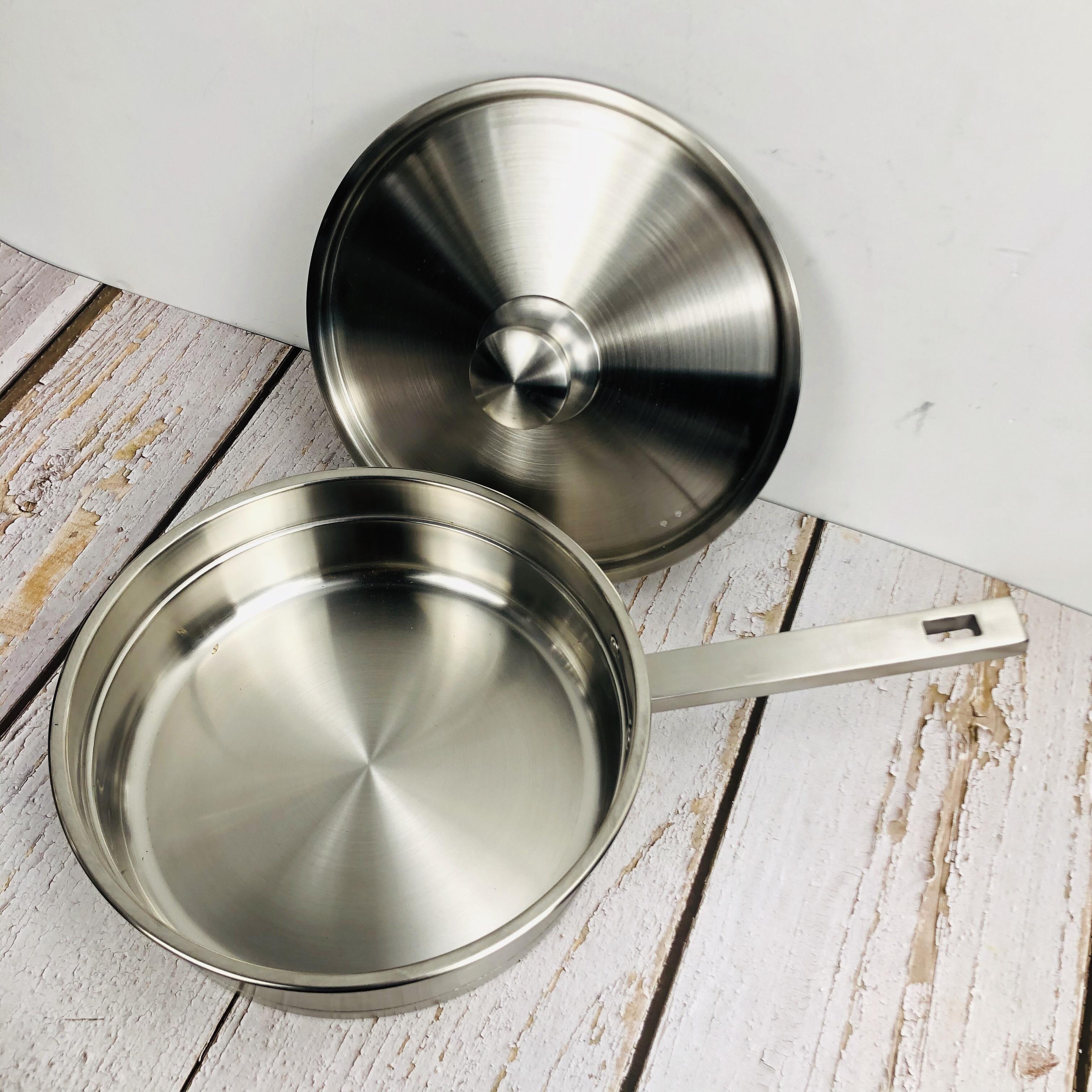 304食品级尾货清24cm不锈钢煎锅加厚覆底西式平底锅2-4人可叠蒸笼