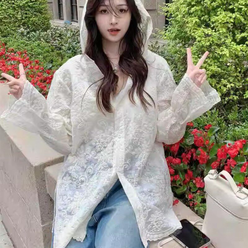 白色连帽防晒外套2m024夏季短外套