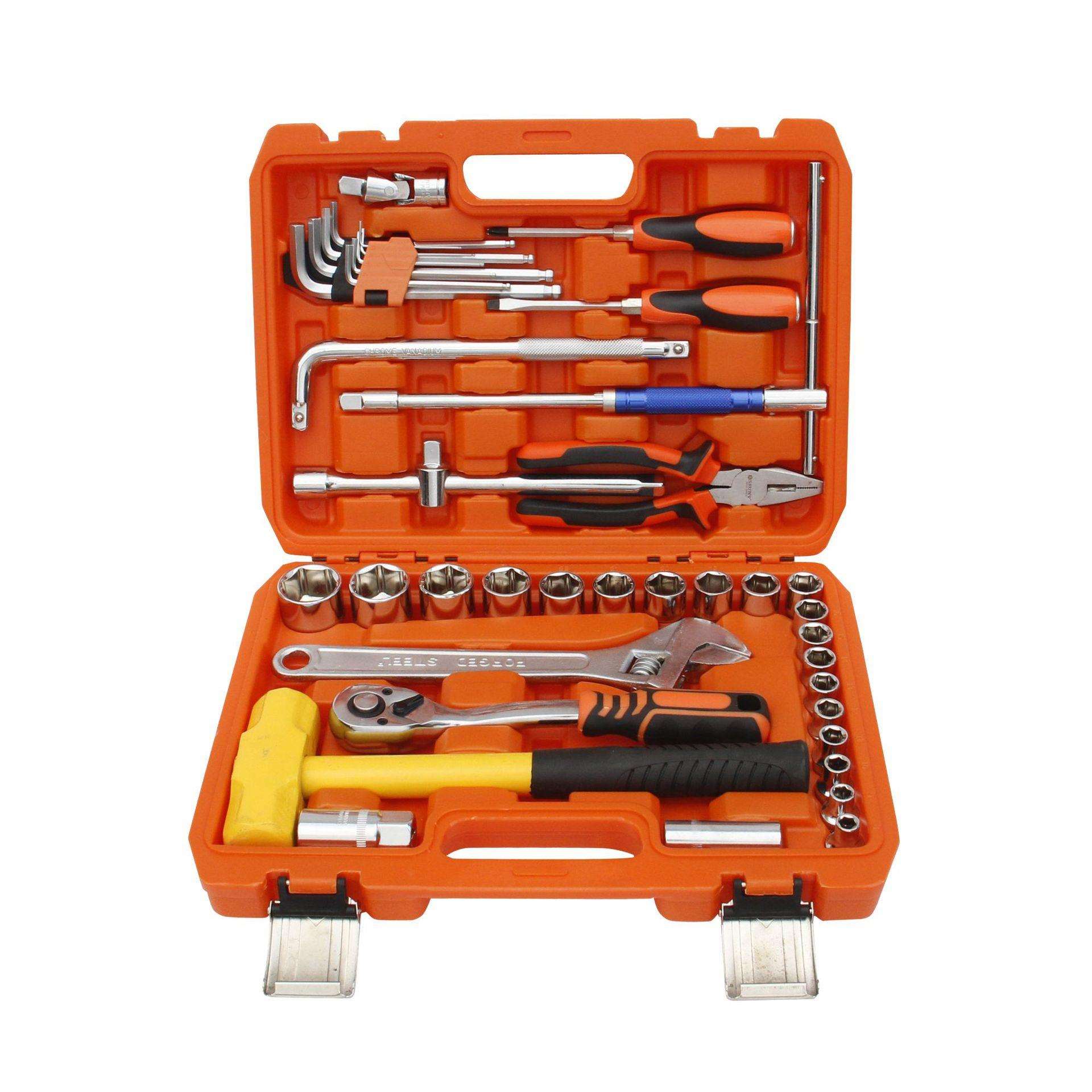 汽车套筒快速棘轮扳手工具套装修车小飞板手汽修42件套工具箱