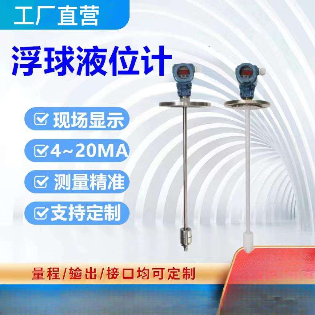 浮球液位变送器插入式磁性干簧管浮球液位计4-20mA信号远传耐腐蚀