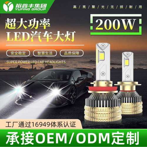 跨境爆款汽车led大灯200w汽车大灯四铜管超亮无损安装h4改装通用