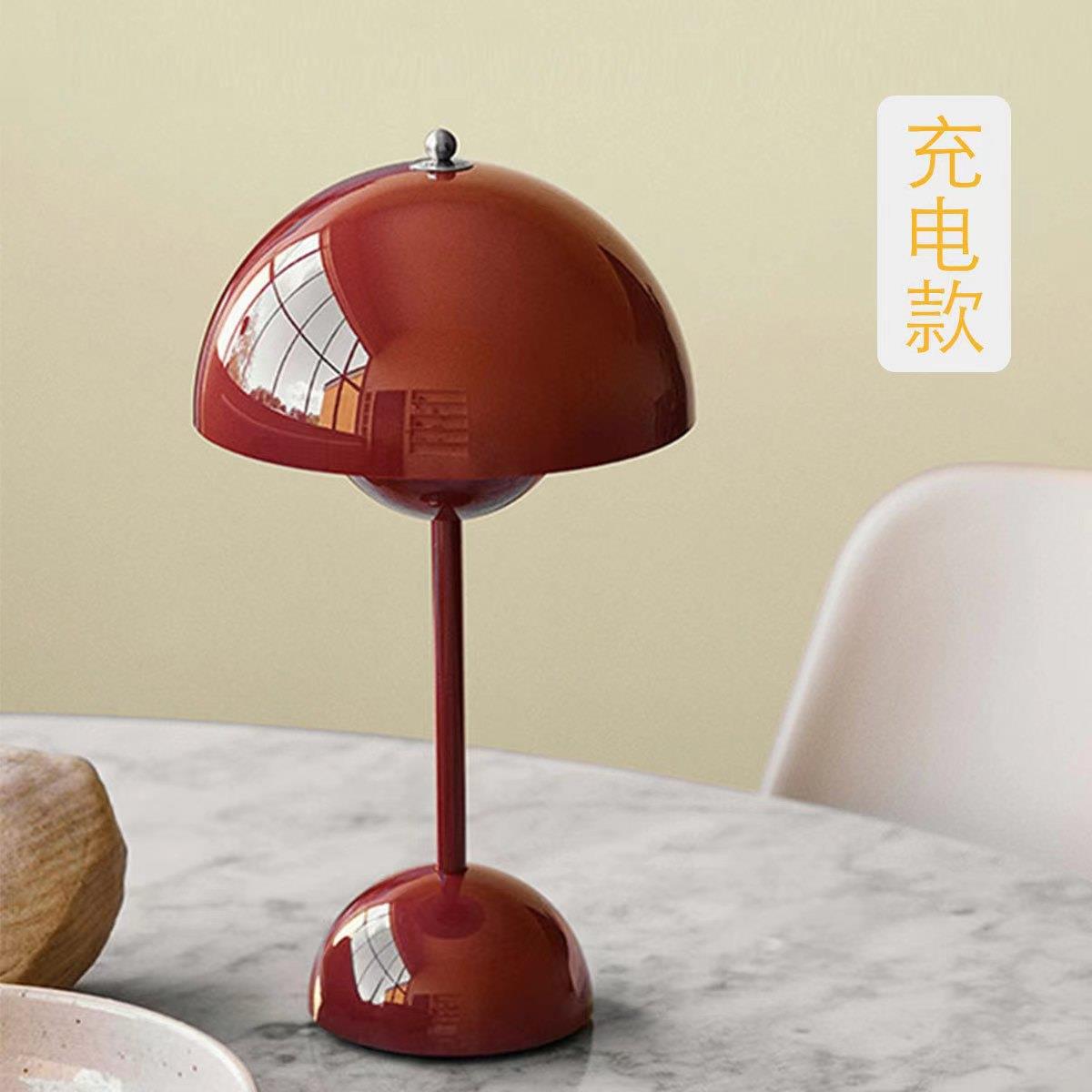 蘑菇台灯粉红色少女卧室蘑菇头床头小夜灯装饰书桌陪嫁中式复古灯