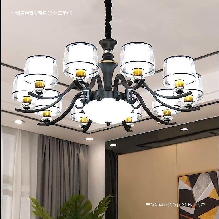 客厅防尘吊灯现代简约轻奢北欧大气家用卧室餐厅新款美式套餐灯具