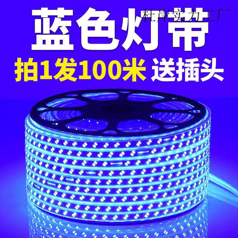 220V蓝色灯条超高亮天花吊顶KTV招牌灯箱装饰长条灯蓝光LED灯带