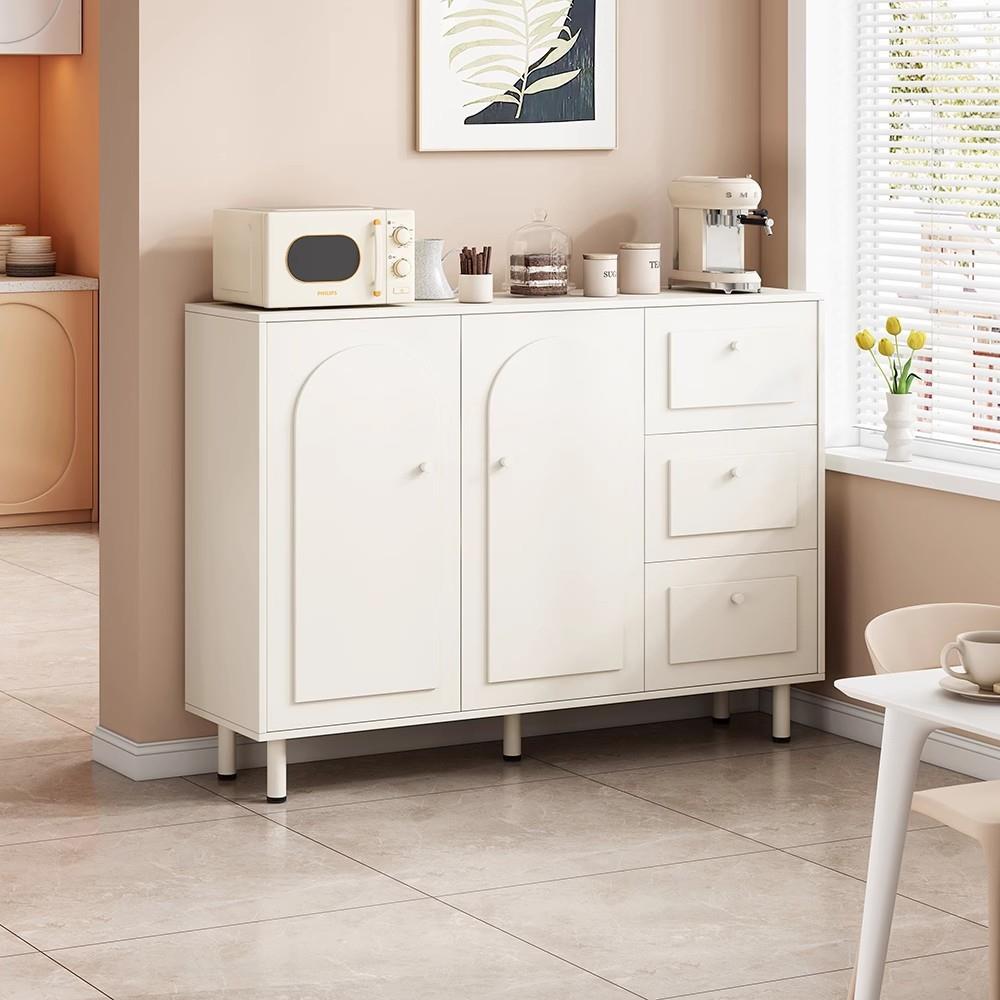 餐边柜奶油风靠墙一体客厅橱柜法式茶水柜白色简易玄关置物柜子