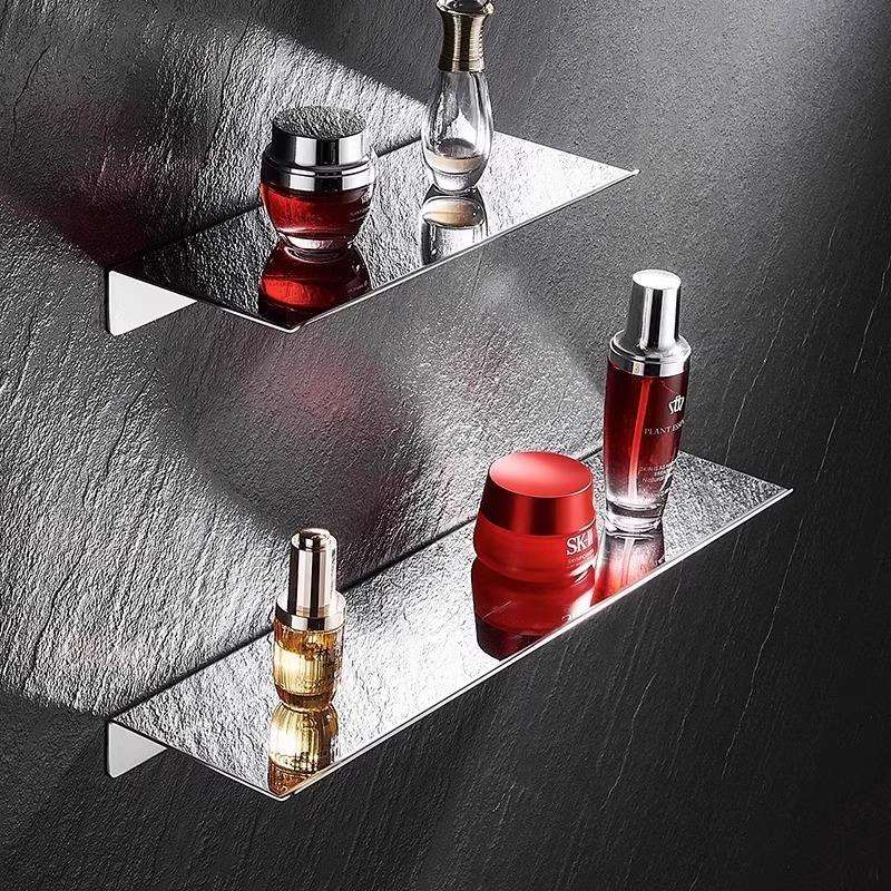 淋浴房置物架304不锈钢浴室冲凉房卫生间镜前一字隔板壁龛免打孔