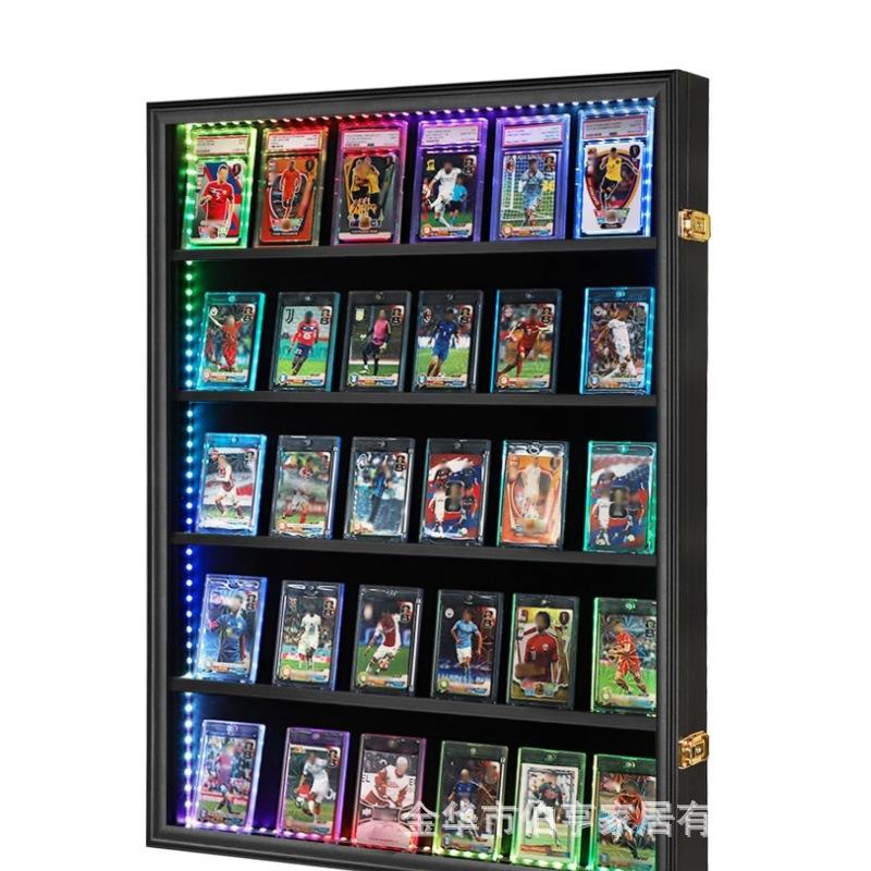 亚马逊爆款LED球星卡展示框木质游戏卡片收藏盒可壁挂式工厂直发