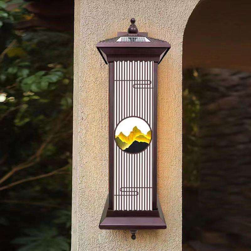 户外新中式防水太阳能墙壁灯室外大门别墅台灯阳台氛围装饰景观灯
