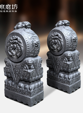 速发中子仿石雕石鼓门墩大式头貔貅抱鼓石一对别墅庭院狮门口落地