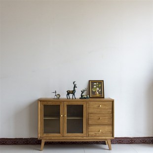 速发美式 艺术收纳柜实木餐边餐储用柜备柜柜榆木简约家物原木