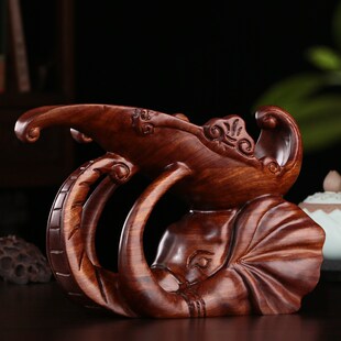 速发花梨木雕大酒萄红酒架摆件 红木工艺品家居创意饰品葡头酒架