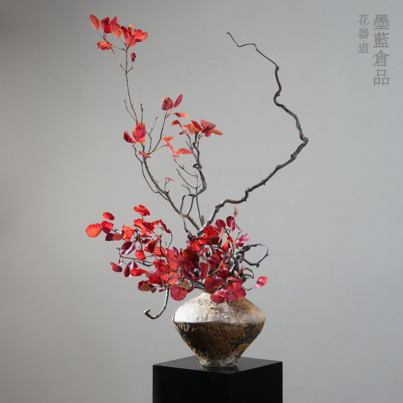 速发景式镇陶瓷粗陶花瓶插风罐子日德复古侘寂花禅意手工摆件