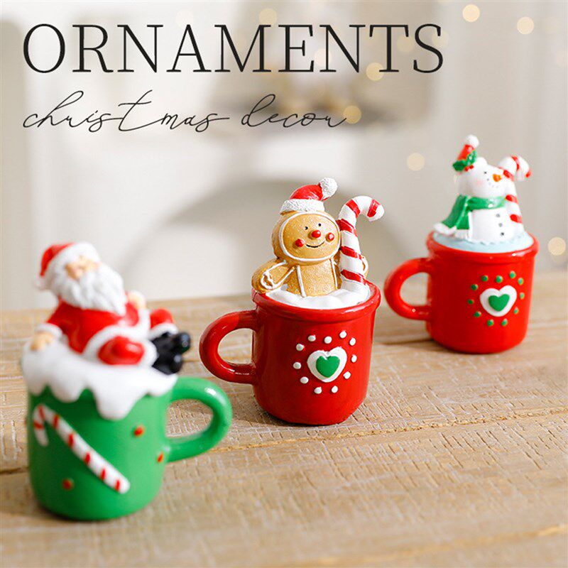 速发迷你树脂圣诞老人桌面摆件小型圣诞树装饰品幼儿园圣诞节礼物