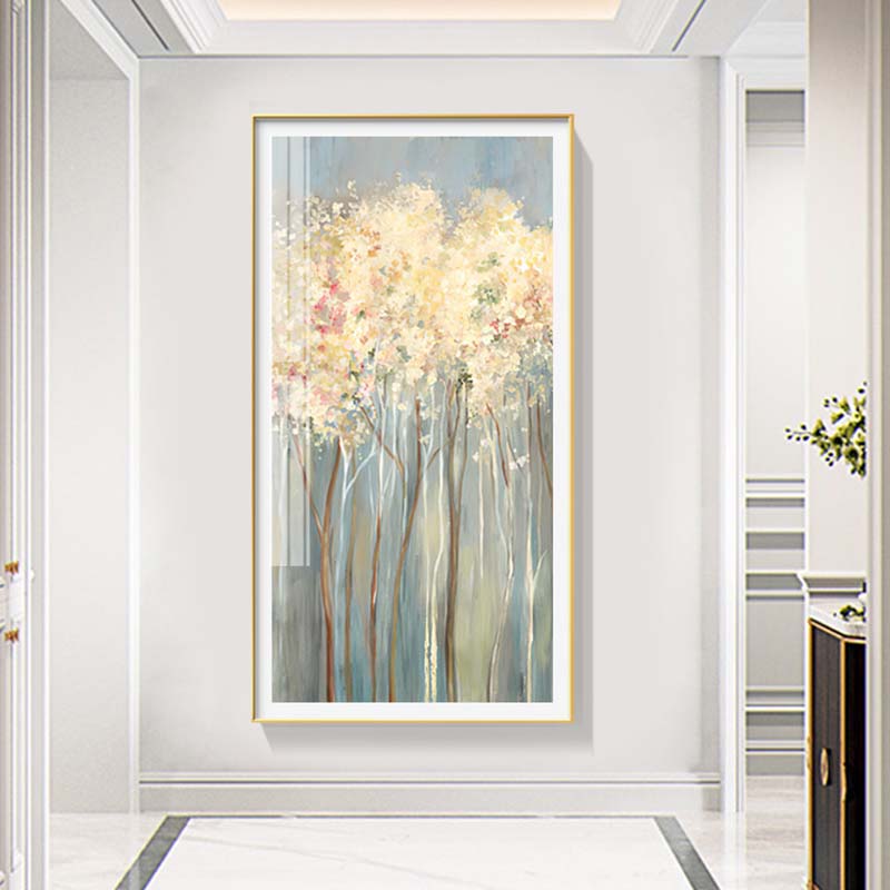 现货速发美式简约发财树玄关装饰画过道走廊挂画入户楼梯大幅客厅图片