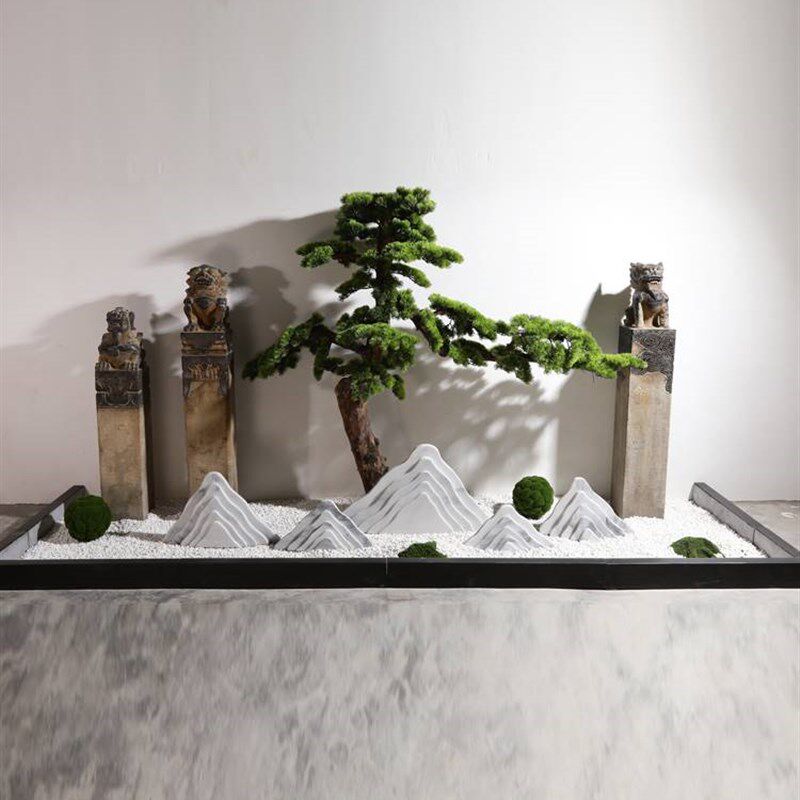 速发海南迎浪石切片组合雪客松室内日式禅意山枯水庭院假山造景栓