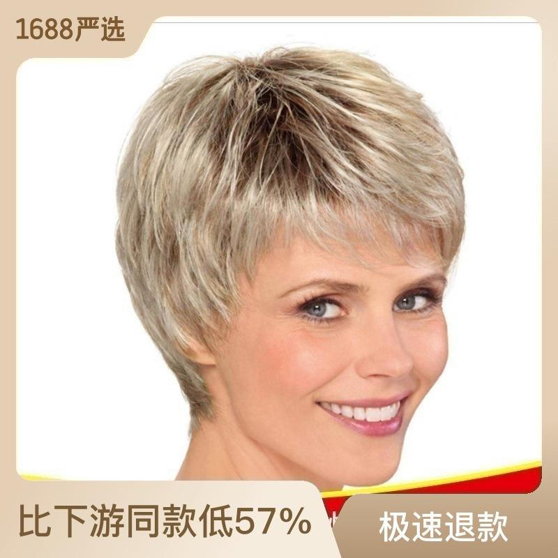 速发h发短假发r短short/wig金色wigs头套外国人wo男士时尚