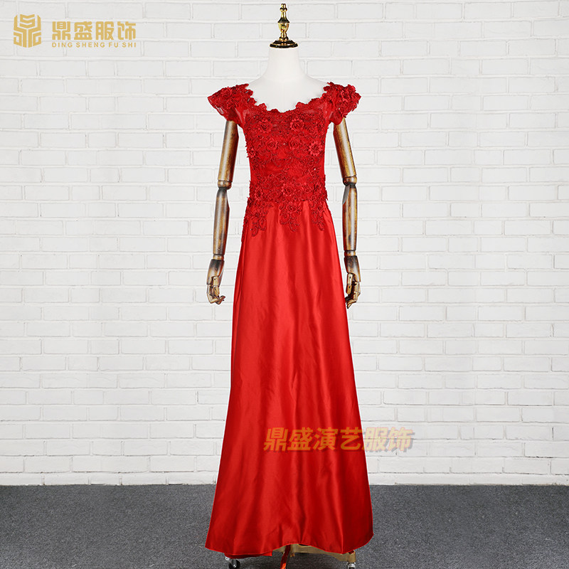 速发晚装晚宴会主持人服装合唱团表演服优雅长裙表演礼酒会服会服