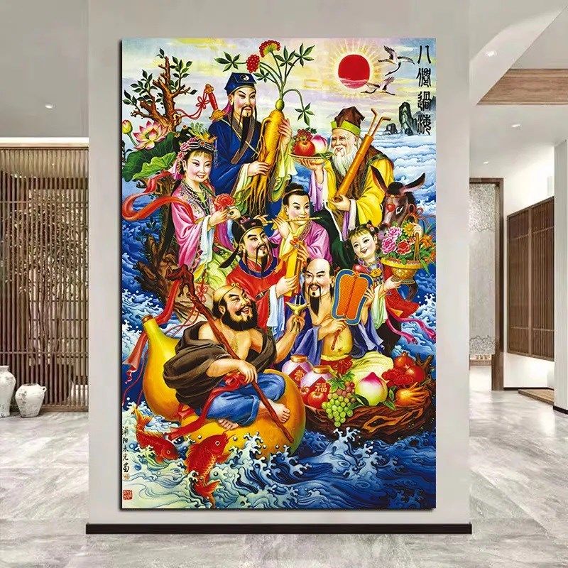 速发八仙过海镇宅旺业玄关海报画中堂贴画八仙图神仙佛挂装饰像画