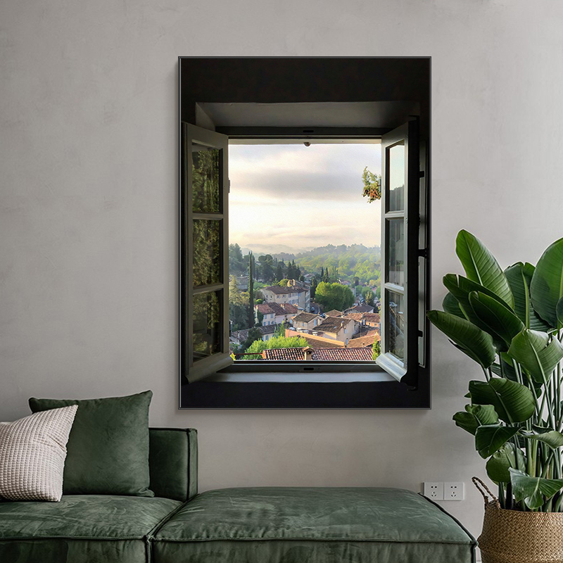 波普视觉延伸沙发背景墙装饰画小清新客厅多个门窗风景卧室摆挂画