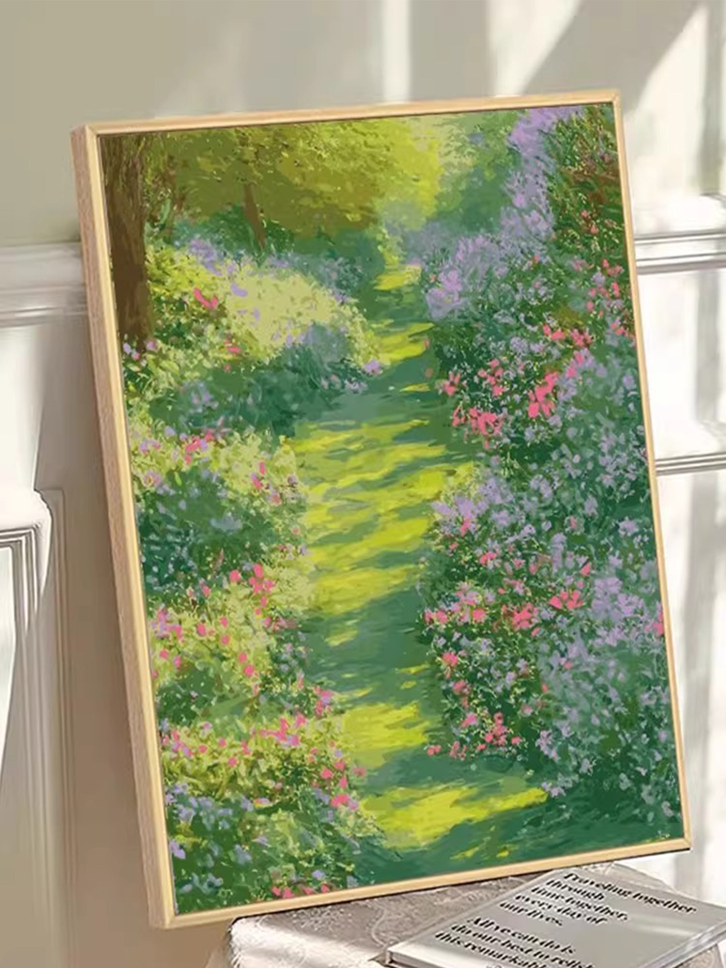 莫奈花园风景装饰画现代简约客厅卧室背景墙挂画玄关装饰艺术品画