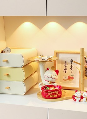 极速玄关口罩收纳盒摆件鞋柜钥匙托盘置物架招财猫入W户家居客厅