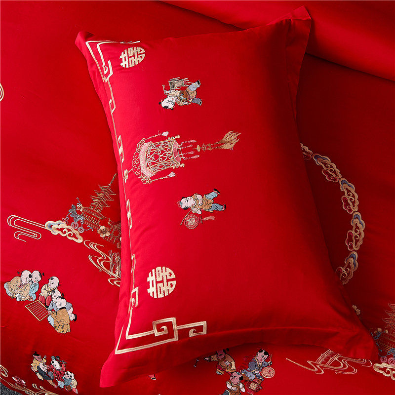 极速婚庆四件套大红色全棉床品结婚喜被六八十件套刺Y绣床上用品,床上用品,婚庆床品套件,淘宝优惠券,粉丝福利购,淘宝优惠卷