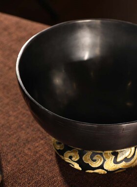 新品黑曜钵尼泊尔手工佛音碗哄睡C冥想瑜伽音钵碗疗愈工具铜磬纯