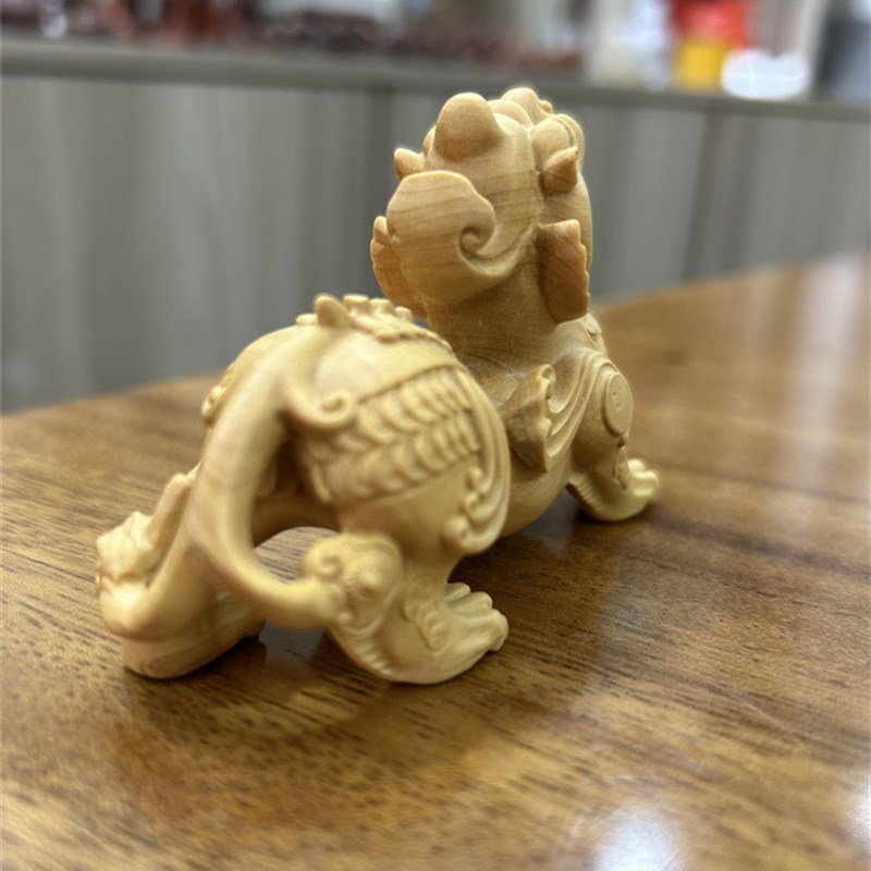 极速小叶黄杨木雕手把件招财貔貅手工实I木雕刻居家电视柜摆件工