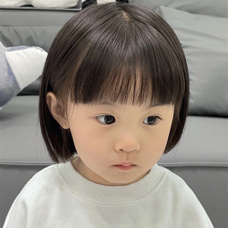 新品婴儿发型宝宝k假发日常短发自然儿童拍照摄影短直发空气刘海