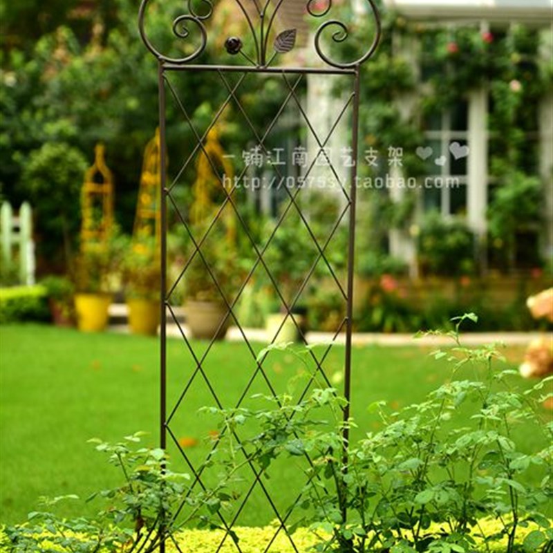 极速铁艺网d格玫瑰花插爬藤架 田园植物攀爬架屏风篱笆花插158元2