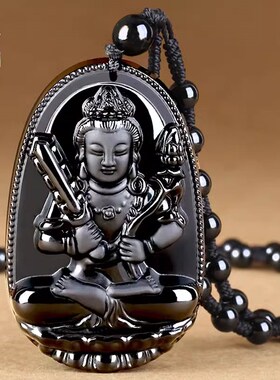 极速黑曜石本命吊坠项链文殊菩萨大日如来K大势至普贤菩萨男情侣