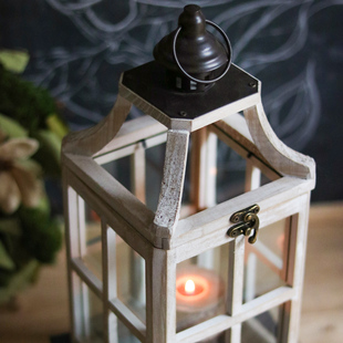 新品木质风灯烛台花园庭院咖啡馆装饰摆件M婚礼布置杂货复古怀旧
