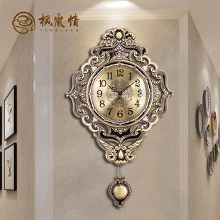 创意挂墙欧式 黄铜轻奢钟表挂钟客厅家用时尚 现代简约大气挂表表钟