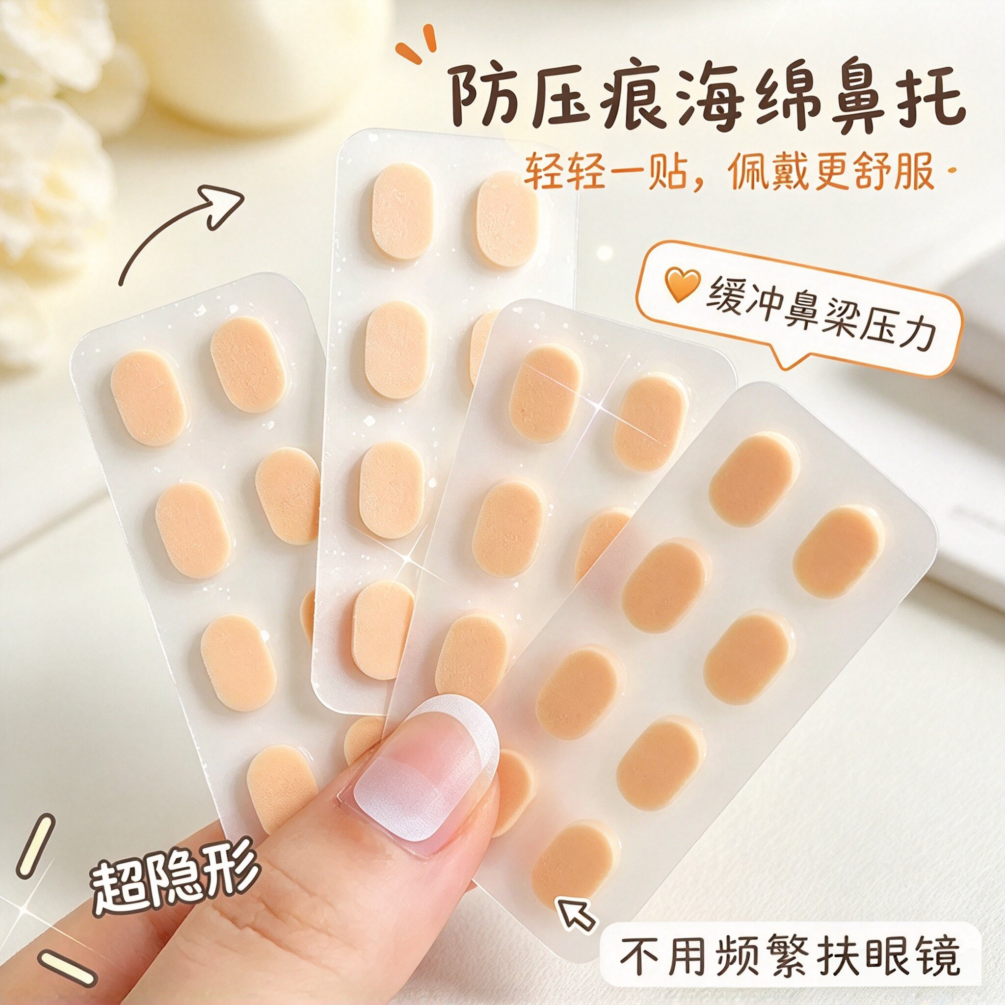 柔软肤色眼镜鼻托防滑减压防脱落神器鼻梁压力缓解无痕防压痕隐形