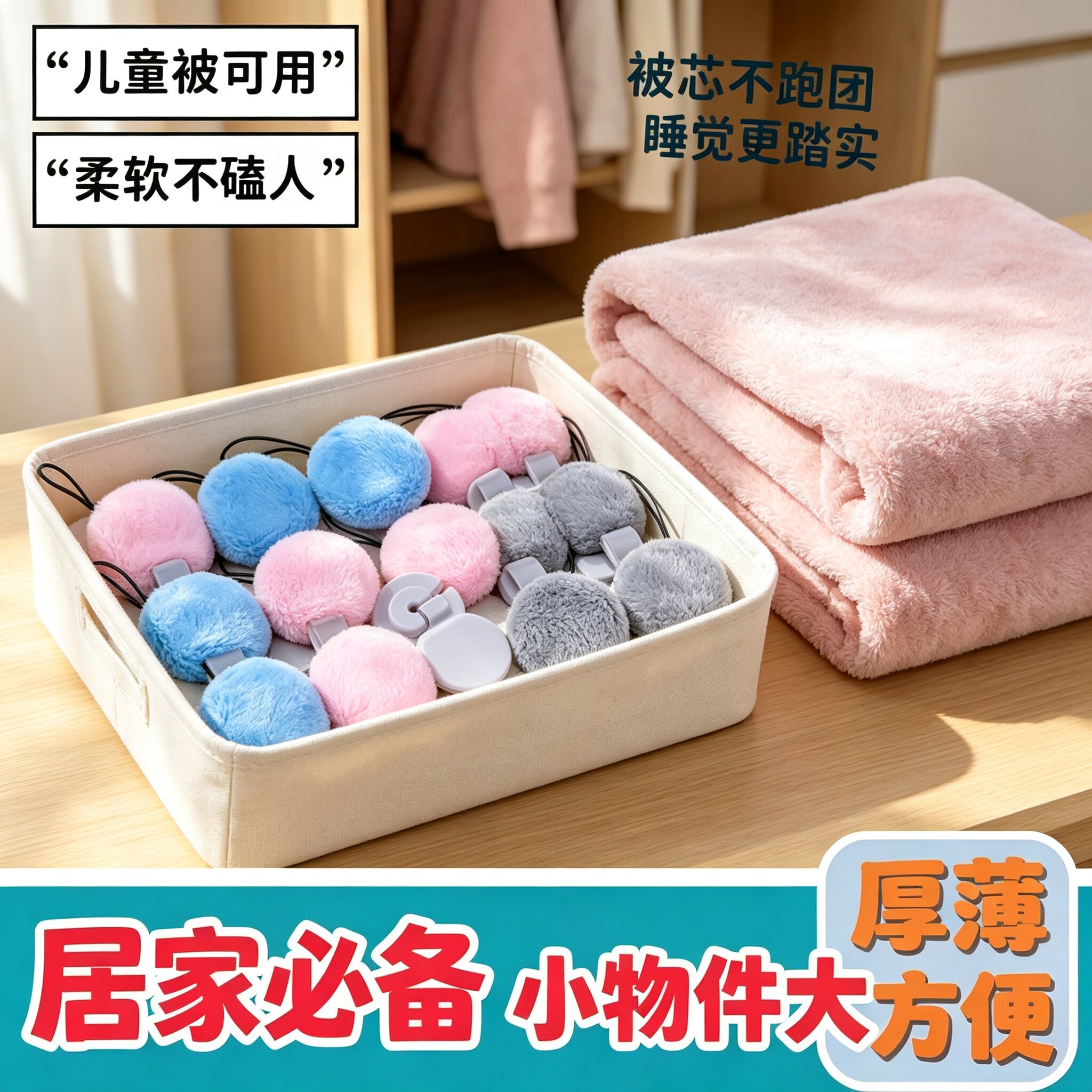 毛绒无针安全夹被子固定器通用