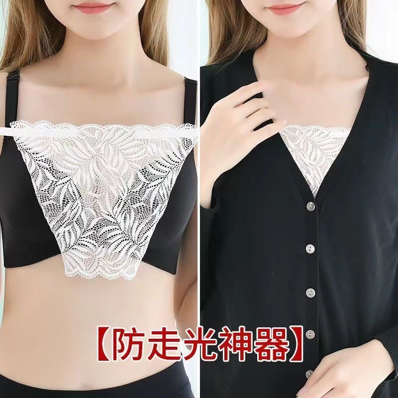 V领一片式蕾丝无痕防走光