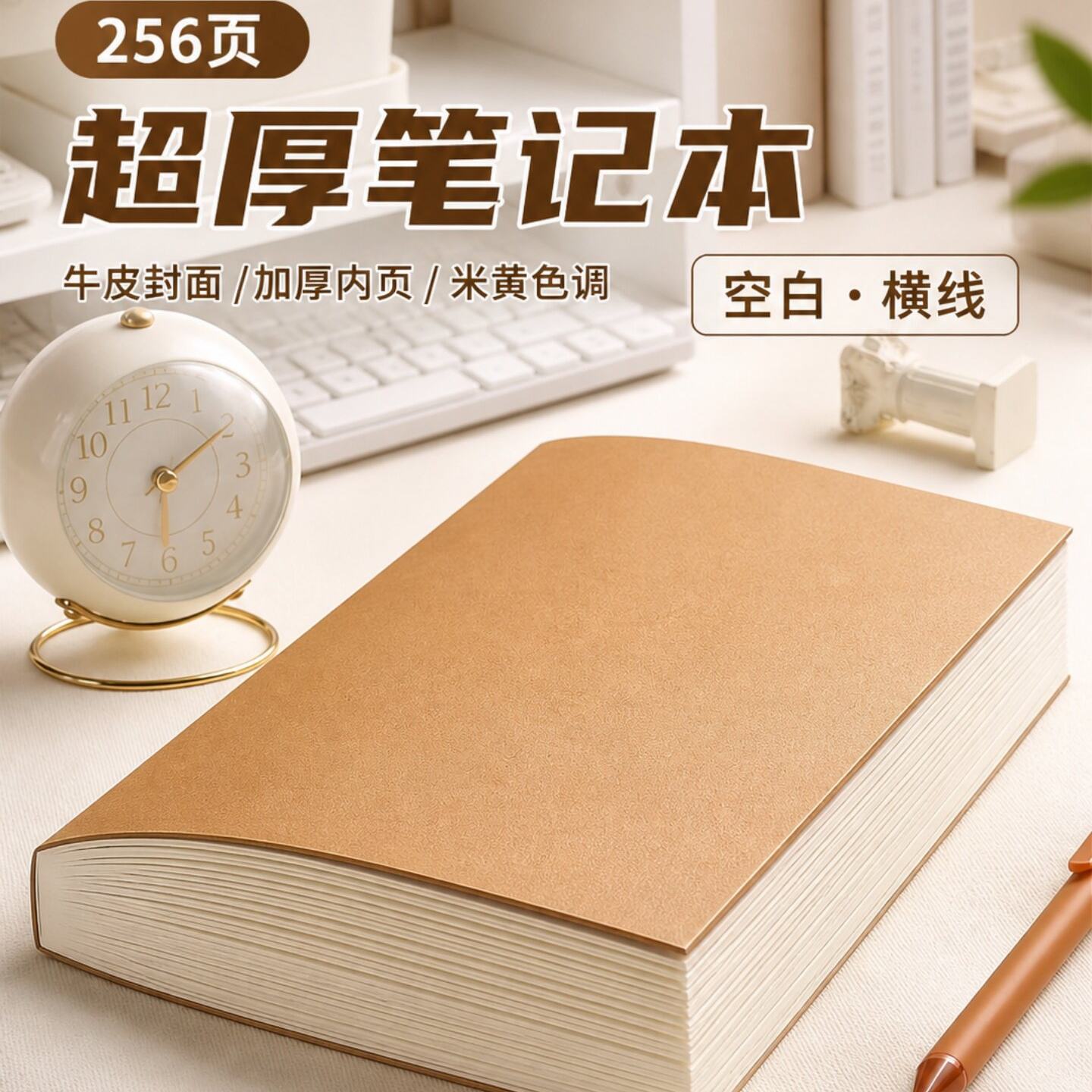 复古牛皮空白A4横线超厚笔记本