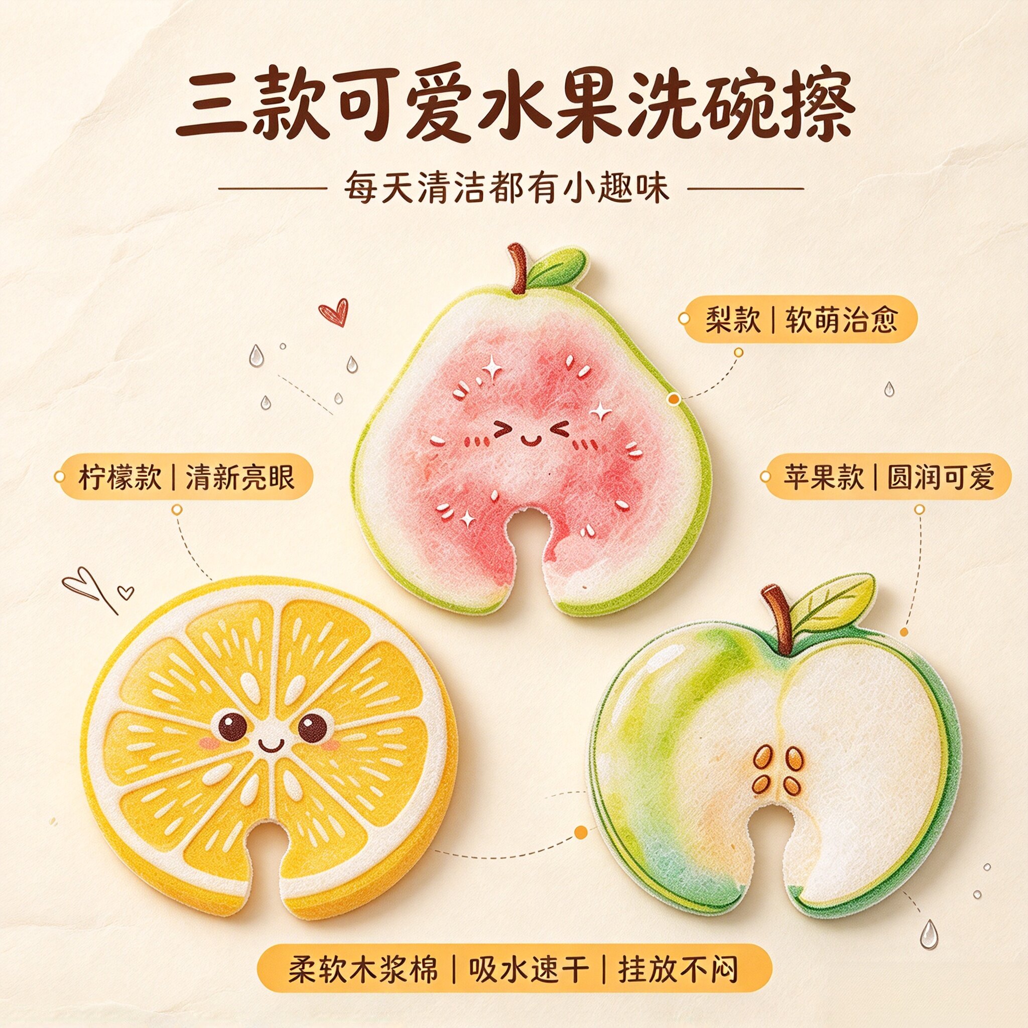软萌水果洗碗擦吸水速干去污