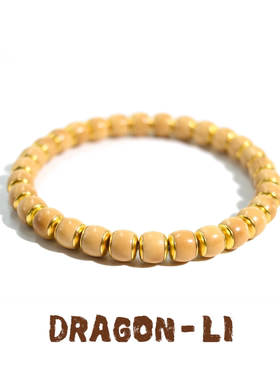 DRAGON LI狸花猫白色金边黄白玉菩提串珠手串情侣饰品闺蜜礼物