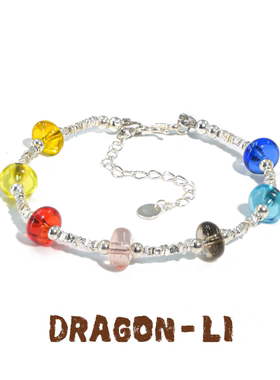 DRAGON LI狸花猫碎银子彩色琉璃手链高级小众情侣饰品闺蜜礼物
